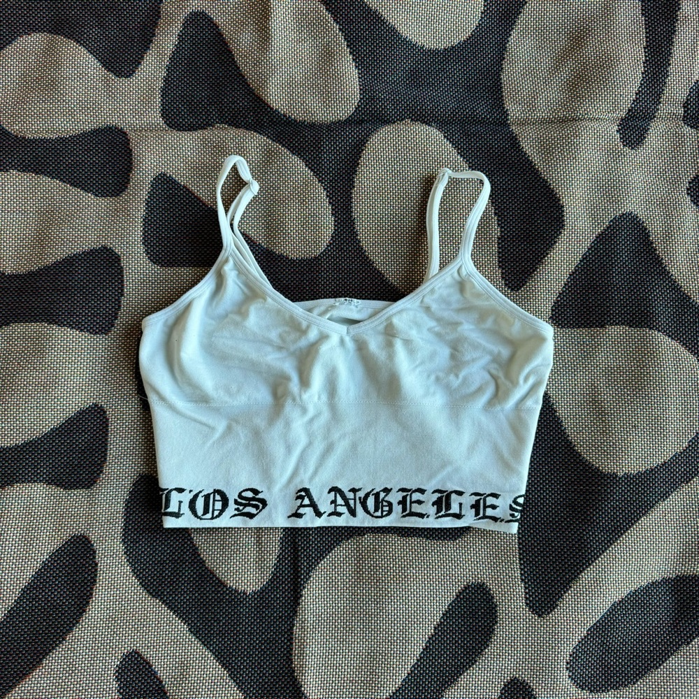 Forever 21 White Los Angeles Crop Tank
